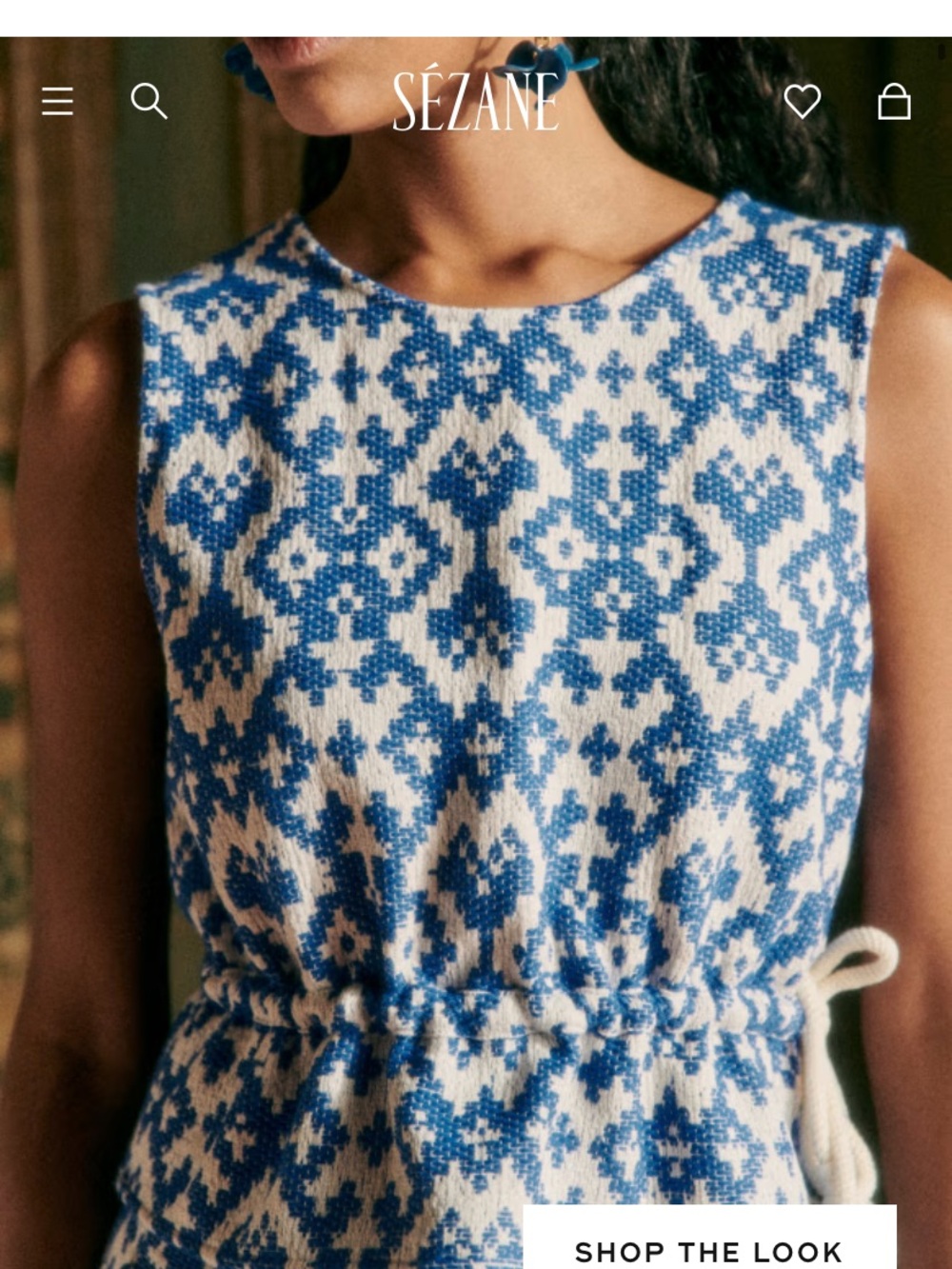 Sézane Blue and White Sleeveless Knit Top